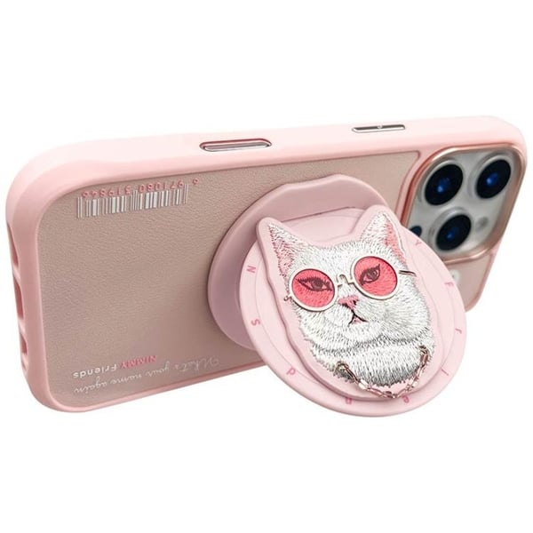 Nimmy Mobilcover til iPhone 16 Pro Max MagSafe Glasses Cool Cat - Rosa