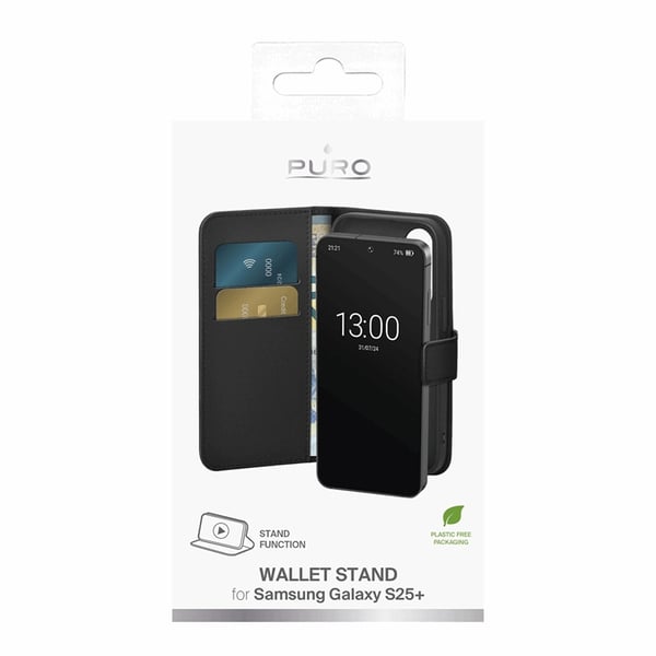 Puro Galaxy S25 Plus Plånboksfodral med Flip - Svart