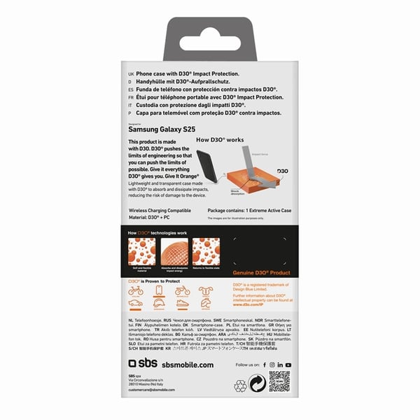 SBS Mobilskal till Galaxy S25 D3O - Transparent