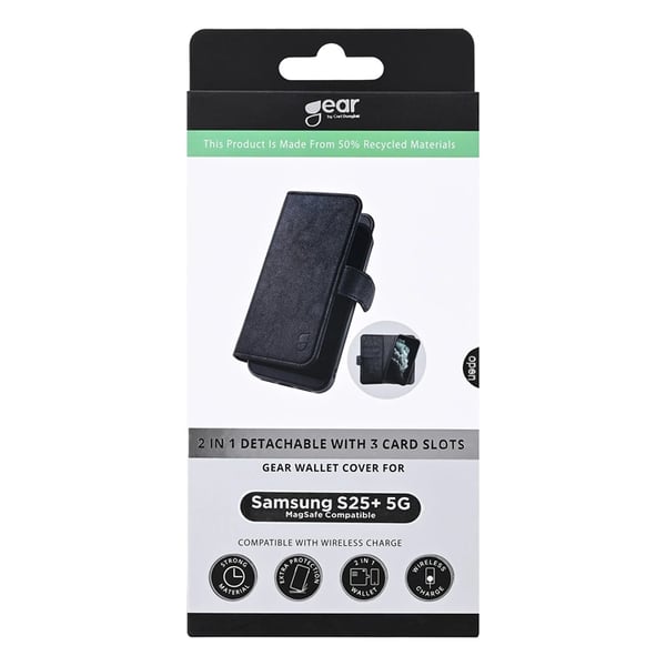 Gear Galaxy S25 Plus Plånboksfodral 3 Kortfack 2in1 - Svart