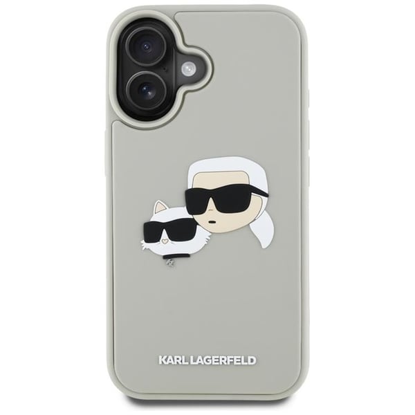 Karl Lagerfeld Mobilskal till iPhone 16 3D Rubber Double Heads - Beige