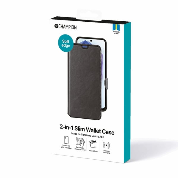 CHAMPION Galaxy A56 5G Plånboksfodral 2-in-1 Slim - Svart