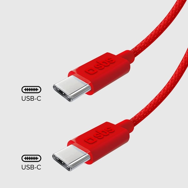 SBS USB-C - USB-C -kaapeli 1.5m 60W Punottu - Punainen
