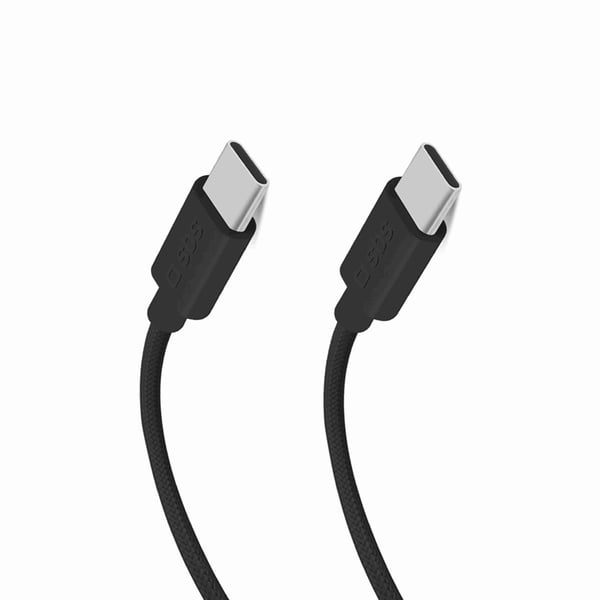 SBS USB-C - USB-C -kaapeli 1.5m 60W punottu - Musta