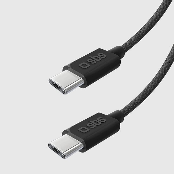 SBS USB-C - USB-C -kaapeli 1.5m 60W punottu - Musta