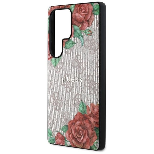 Guess Mobilskal till Galaxy S25 Ultra MagSafe Flowers Print Metal Logo - Rosa