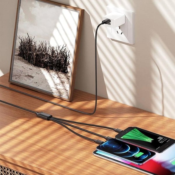 HOCO USB-A/Lightning/Micro-USB/USB-C Kabel 1m 2A X76 - Svart