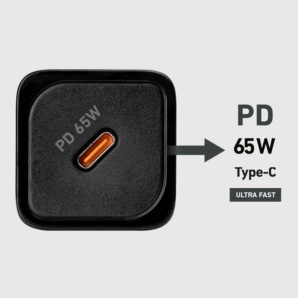 SBS Snabbladdare 65W GaN Power Delivery - Svart