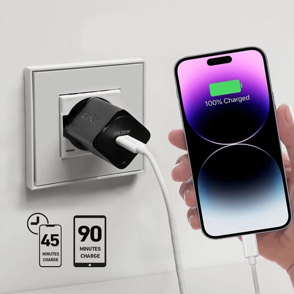SBS Snabbladdare 20W GaN USB-C med Power Delivery - Svart
