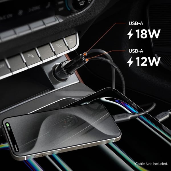 Spigen Essential Autolaturi EV302 2-porttinen 30W - Musta