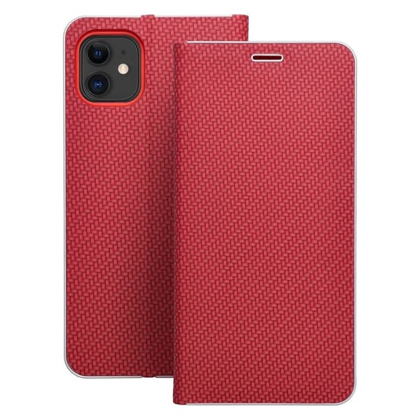 iPhone 16e Plånboksfodral Luna Carbon - Röd