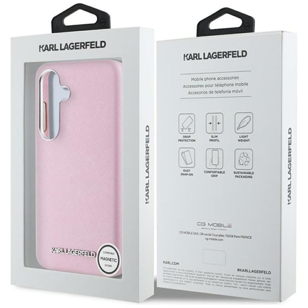 Karl Lagerfeld Mobilskal till Galaxy S25 Plus MagSafe Saffiano Full Wrapped Rosa