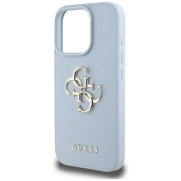 Guess Mobilskal till iPhone 16 Pro Grained Big 4G Small Classic Logo - Blå