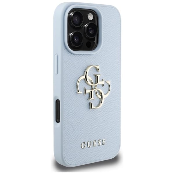 Guess Mobilskal till iPhone 16 Pro Grained Big 4G Small Classic Logo - Blå