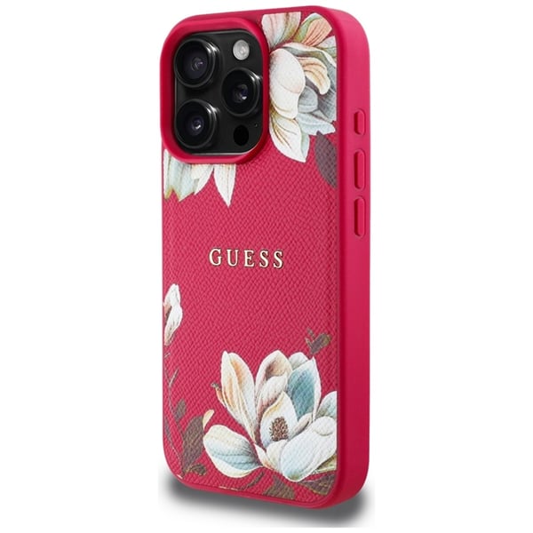 Guess Mobilskal till iPhone 16 Pro Magsafe Flower Pattern - Fuchsia