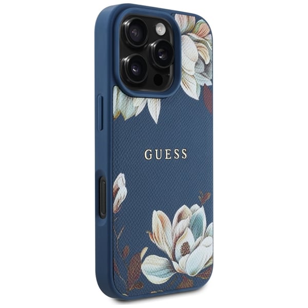 Guess Mobilskal till iPhone 16 Pro Magsafe Flower Pattern - Blå