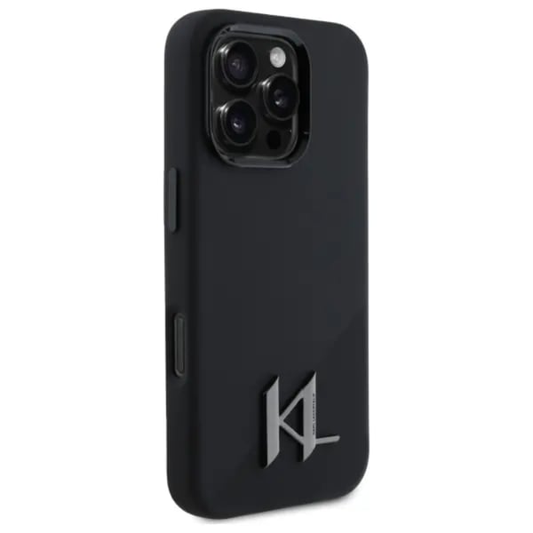 Karl Lagerfeld Telefontaske til iPhone 15 Pro Magsafe Shadow Metal - Sort