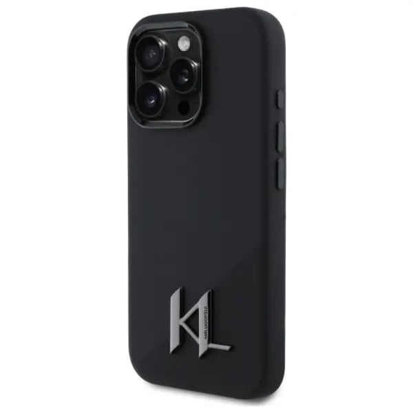 Karl Lagerfeld Telefontaske til iPhone 15 Pro Magsafe Shadow Metal - Sort