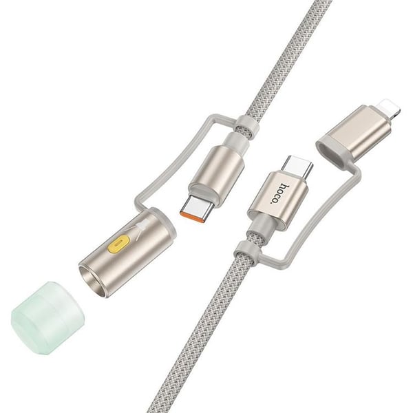 Hoco USB-C/Lightning Til USB-C LED Lys 60W 3A Kabel 1.2m U138 - Grå