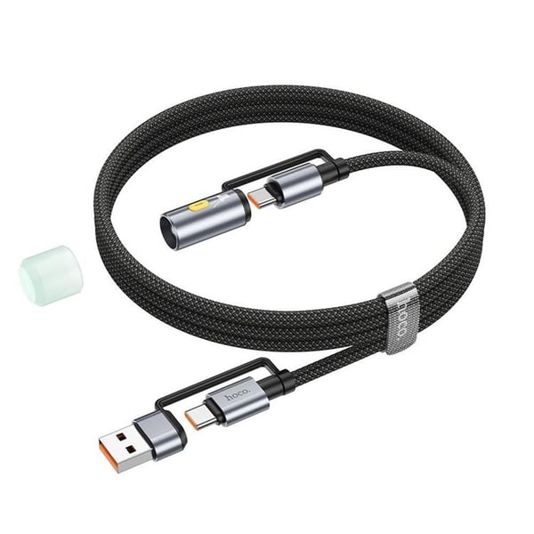 Hoco USB-A/USB-C Til USB-C LED Lys 60W 3A Kabel 1.2m U138 - Sort