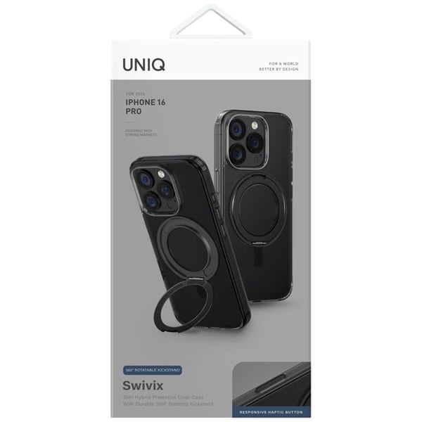 UNIQ Telefontaske til iPhone 16 Pro Swivix 360 Kickstand - Sort