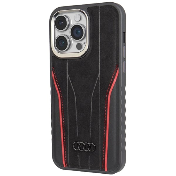 Audi Mobilskal till iPhone 14 Pro Max Magsafe Genuine Läder - Svart/Röd