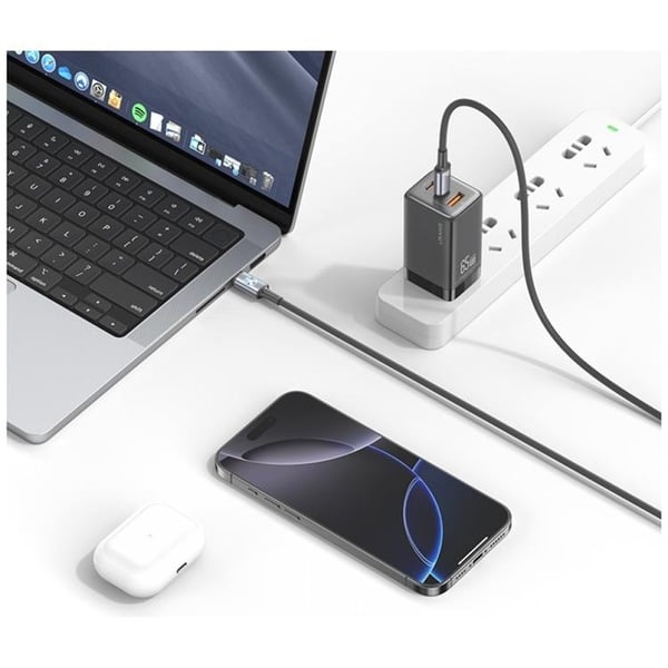 USAMS USB-C–USB-C-kaapeli 60W 1.2m Huan - Titaani