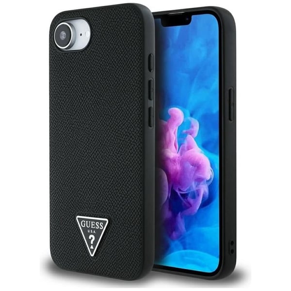 Guess Mobilskal till iPhone 16e MagSafe Grained Triangle - Svart