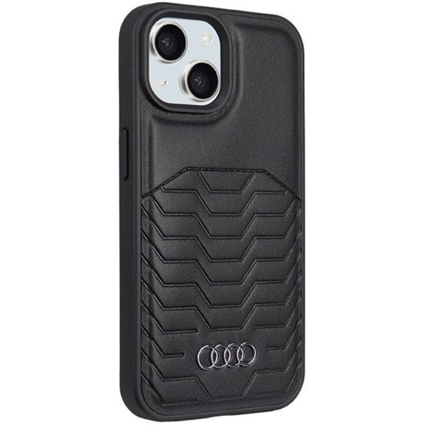 Audi Telefontaske til iPhone 15 Plus Magsafe Syntetisk Læder - Sort
