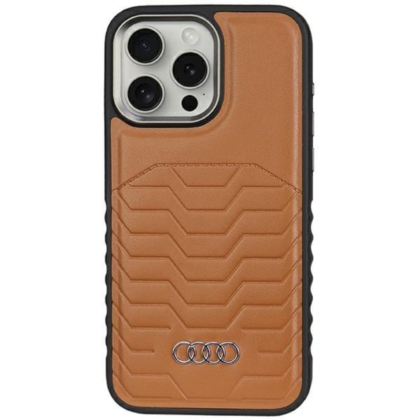 Audi Mobilskal till iPhone 15 Pro Magsafe Synthetic Läder - Brun