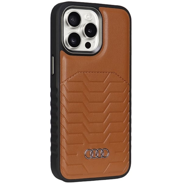 Audi Mobilskal till iPhone 15 Pro Max Magsafe Synthetic Läder - Brun