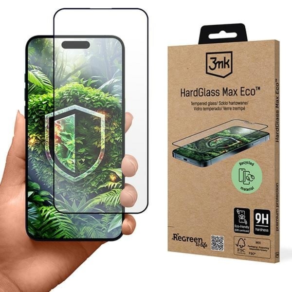 3MK iPhone 16 Pro Max Härdat Glas Skärmskydd Eco Max - Svart