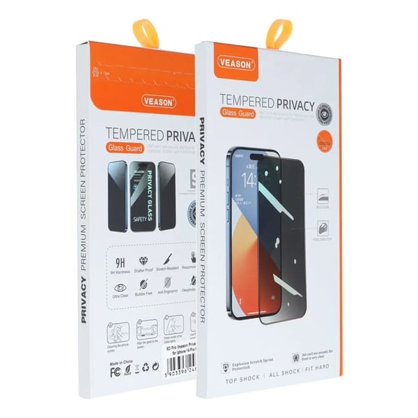 Veason iPhone 15 Pro Härdat Glas Skärmskydd Privacy 6D Pro