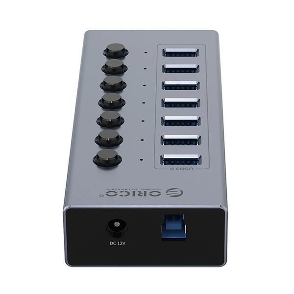 Orico Hubb 7xUSB-A 3.0 med Strömbrytare - Grå