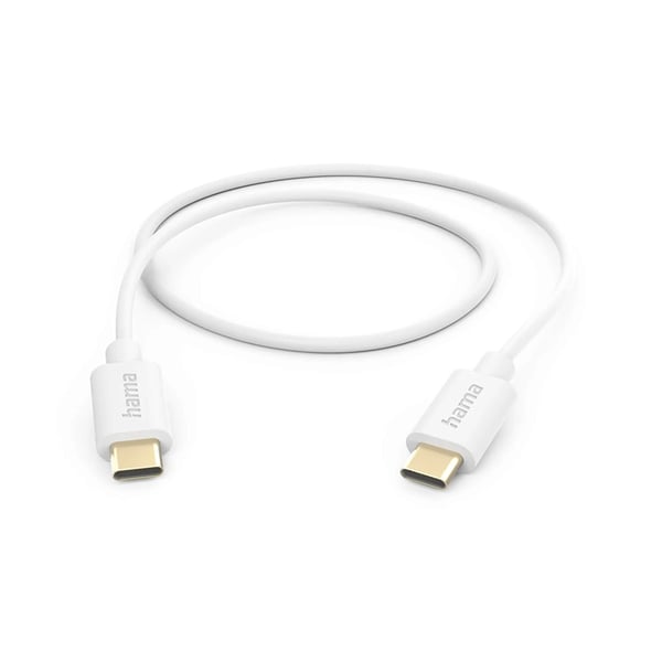Hama USB-C–USB-C 1 m kaapeli - valkoinen
