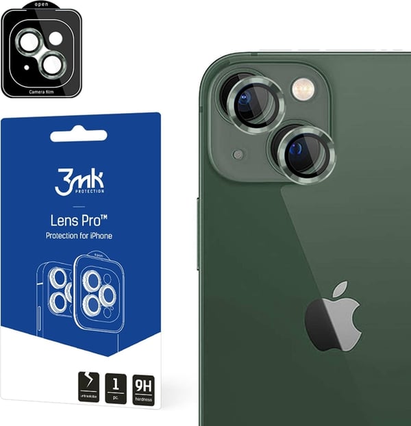 3MK iPhone 15 Plus härdat glas Kameraskydd - Grön