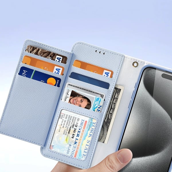 Dux Ducis iPhone 15 Pro Plånboksfodral Lawa Läder - Blå