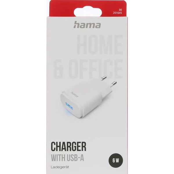 Hama Seinälaturi 6W 1xUSB-A - Valkoinen