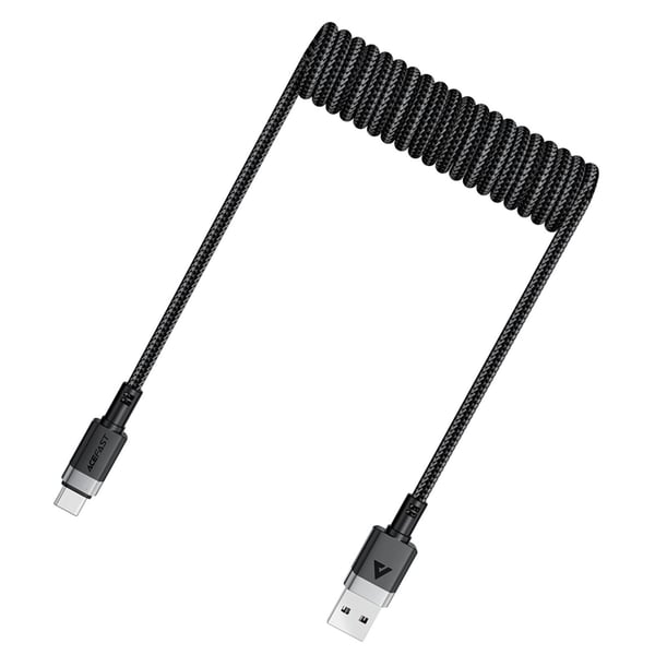 Acefast USB-A - USB-C 3A Kabel 1.2m Spring 480Mb/s - Svart