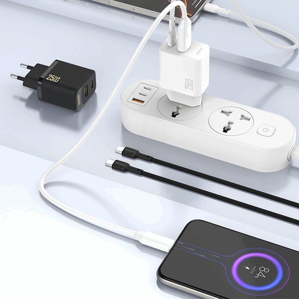Dudao Snabbladdare 25W A26T GaN USB-A USB-C - Vit