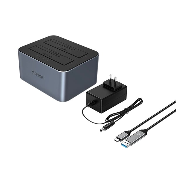 Orico 2-Diskdockningsstation 2.5"/3.5" SATA HDD/SSD