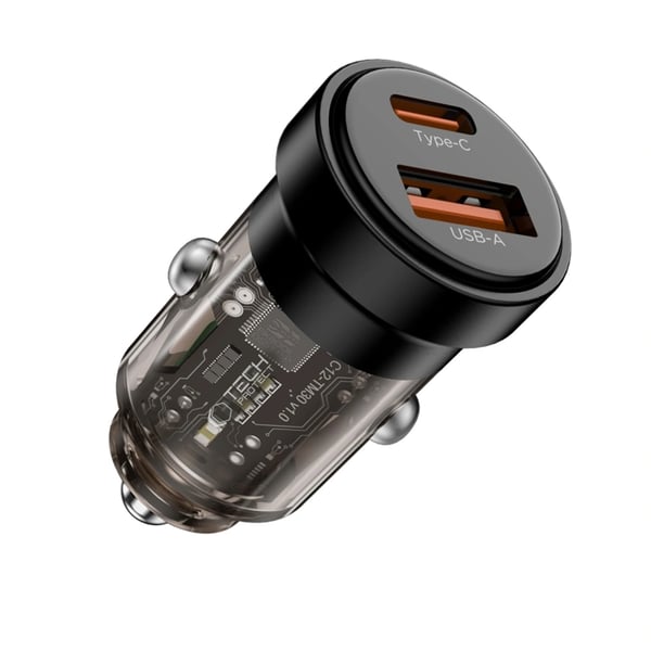 Tech-Protect autolaturi USB-A–USB-C 45W - Musta
