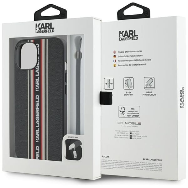 Karl Lagerfeld Mobilskal till iPhone 15 Athleisure Stripes Cord - Röd