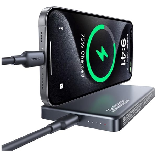 USAMS Magnetisk Trådløs Powerbank 10000mAh 20W - Titanium