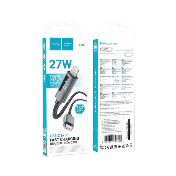 Hoco USB-C–Lightning-kaapeli PD 27W X112 1m Musta