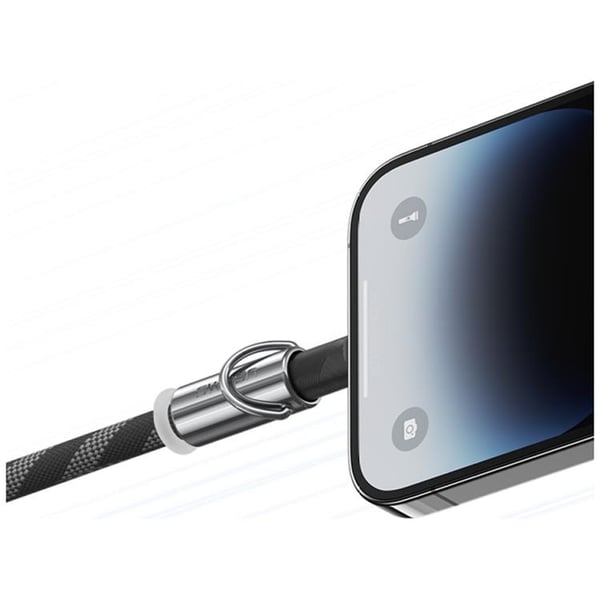 USAMS USB-C–Lightning-kaapeli 1,2 m kaulanauhalla – musta