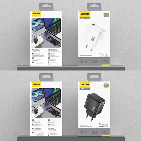 Dudao Snabbladdare 45W USB-C A28 GaN - Svart
