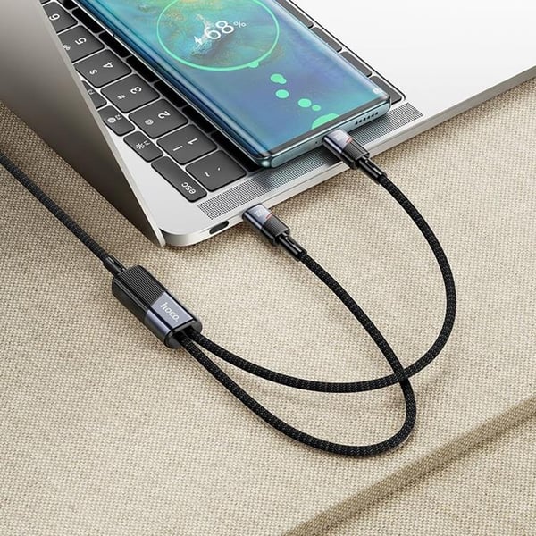 HOCO 2i1 USB C - USB-C/USB-C 100W 5A Kabel 1.2m U139 Sort