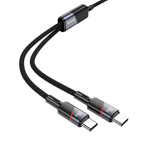 HOCO 2i1 USB C - USB-C/USB-C 100W 5A Kabel 1.2m U139 Sort