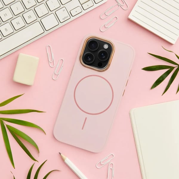 Mobilcover til iPhone 12 Magsafe Frame - Pudderrosa